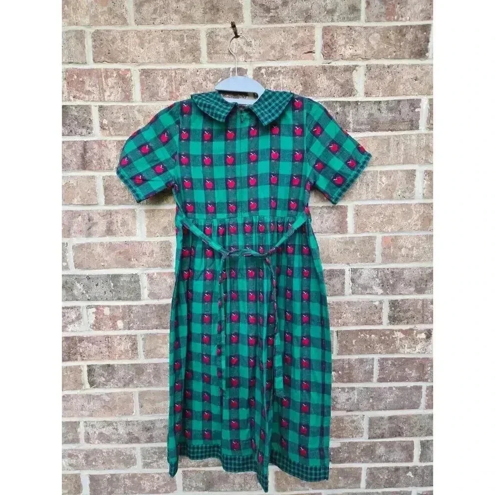 Vintage Copper Key Peter Pan Collared 100%Cotton Dress